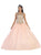 May Queen - LK-72 Lace Illusion Jewel Evening Gown Quinceanera Dresses 4 / Blush