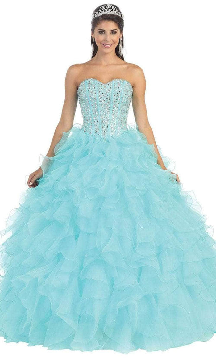 May Queen LK39 - Jeweled Corset Ballgown Ball Gowns 4 / Aqua