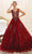 May Queen LK98 - Sheer Inset Embroidered Ballgown Ball Gowns 4 / Burgundy