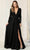 May Queen - Long Sleeve Ruched Formal Dress MQ1835 Prom Dresses 20 / Black