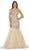 May Queen - May Queen - RQ7542 Embroidered V-Neck Trumpet Evening Gown CCSALE 12 / Champagne/Gold