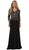 May Queen - MQ1505 Quarter Length Sleeve Lace Sheath Evening Dress Mother of the Bride Dresses M / Black