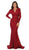 May Queen - MQ1530 Ruched Plunging V-neck Sheath Evening Gown - 1 pc Mauve in Size 6 Available CCSALE 14 / Burgundy