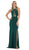 May Queen - MQ1579 Multi-Cutout Beaded Halter Sheath Gown Special Occasion Dress 2 / Hunter Green