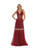 May Queen - MQ1623 Embellished Deep V-neck A-line Dress Bridesmaid Dresses 2 / Burgundy