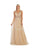 May Queen - MQ1623 Embellished Deep V-neck A-line Dress Bridesmaid Dresses 2 / Gold