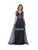 May Queen - MQ1623 Embellished Deep V-neck A-line Dress Bridesmaid Dresses 2 / Navy