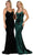 May Queen - MQ1656 Pleated V-Neck Trumpet Evening Dress Evening Dresses 2 / Hunter Green