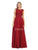 May Queen - MQ1707 Swirl Motif Embroidered Chiffon Dress Prom Dresses 4 / Burgundy