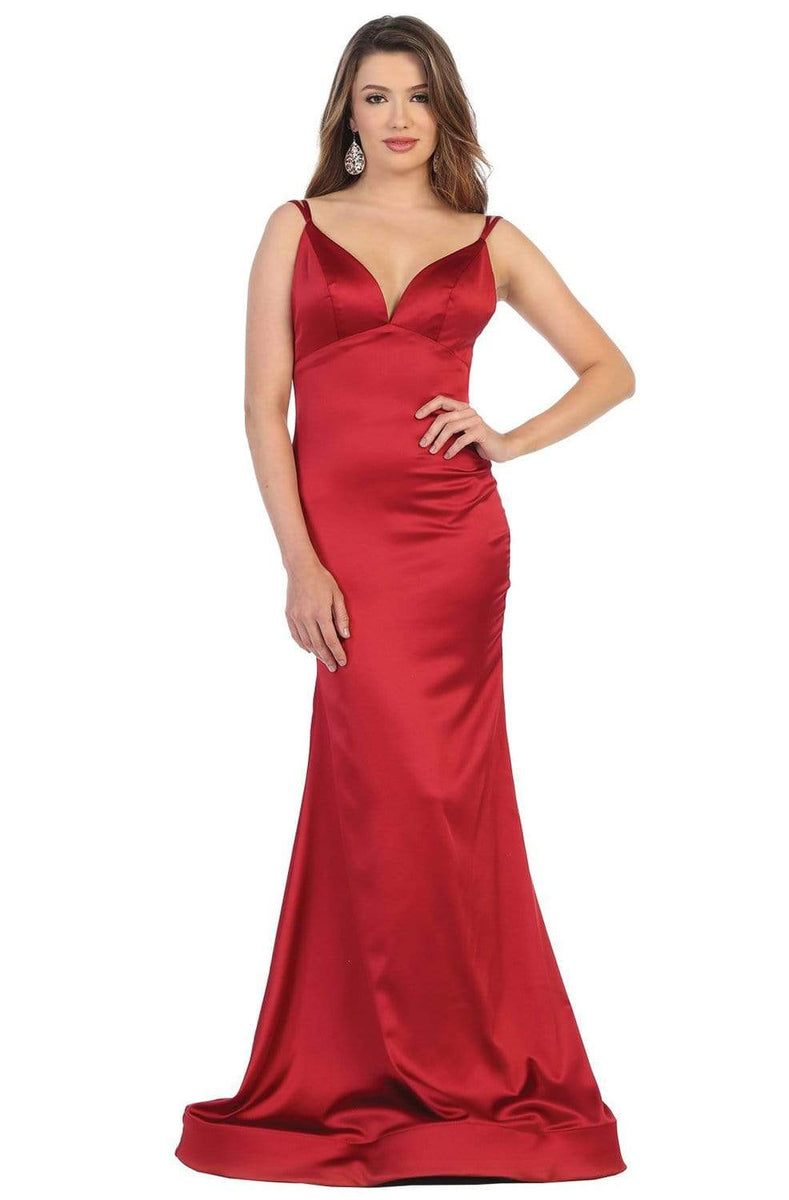 May Queen - MQ1713 Double Strapped Plunging Back Evening Dress ...