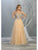 May Queen - MQ1737 Long Beaded V-Neck Bodice Tulle Dress Prom Dresses 4 / Champagne