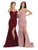 May Queen - MQ1748 Foldover Plunge Off Shoulder High Slit Dress Evening Dresses