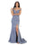 May Queen - MQ1748 Foldover Plunge Off Shoulder High Slit Dress Evening Dresses 4 / Dusty Blue