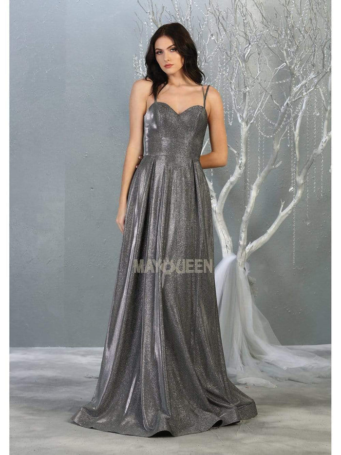 May Queen - MQ1760 Strappy Sweetheart Bodice A-Line Dress Evening Dresses 4 / Charcoal Gray