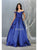 May Queen - MQ1784 Jewel-Trimmed Off Shoulder A-Line Dress Prom Dresses 4 / Royal