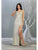 May Queen - MQ1805 Deep V-neck Trumpet Dress With Slit Prom Dresses 2 / Champagne/Multi