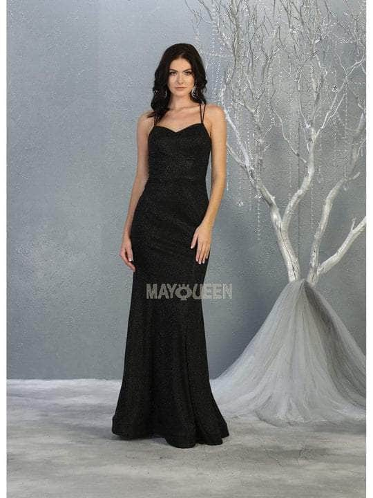 May Queen - MQ1806 Dual Straps Sweetheart Neck Long Dress - 1 pc Black/Multi In Size 14 Available CCSALE 14 / Black/Multi