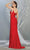 May Queen - MQ1819 Plunging V-neck Sheath Dress With Train Prom Dresses In Red