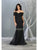 May Queen - MQ1824 Glitter Embellished Off-Shoulder Sheath Dress Evening Dresses 4 / Hunter-Grn