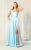 May Queen MQ1846 - Strapless High Slit Prom Dress Special Occasion Dress 4 / Aqua