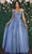 May Queen MQ1866 - Floral Embellishments Off Shoulder Ball gown Special Occasion Dress In Blue