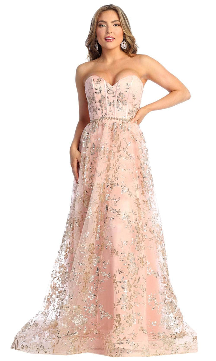 May Queen MQ1920 - Sweetheart Floral A-Line Prom Gown Prom Dresses 2 / Rosegold