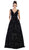 May Queen - RQ7674 Embellished Plunging V-neck Ballgown Special Occasion Dress 4 / Black