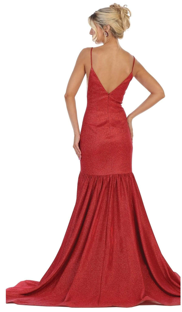 May Queen - RQ7725 Plunging V-Neck Fitted Trumpet Gown – Couture Candy