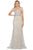 May Queen - RQ7782 Bedazzled Deep V-neck Trumpet Dress Prom Dresses 4 / Silver