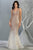 May Queen - RQ7851 Embellished Deep V-neck Trumpet Dress Evening Dresses 2 / Champagne/Multi