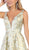 May Queen - Two Tone Deep V-neck High Low A-line Dress RQ7681 - 1 pc Mint/Gold in Size 20 Available CCSALE