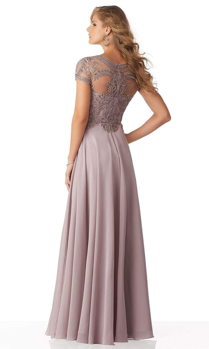 MGNY By Mori Lee - 71824 Embellished Bateau Chiffon A-line Dress ...