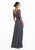 MGNY By Mori Lee - 72028SC Beaded V-Neck A-Line Evening Dress - 3 pcs Charcoal in Size 6, 10 & 14 and 1 pc Navy in Size 14 Available CCSALE