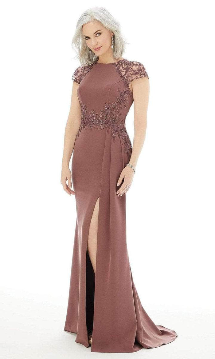 MGNY By Mori Lee - 72210SC Embellished Jewel Neck Evening Dress - 1 pc Rosewood In Size 12 Available CCSALE 12 / Rosewood