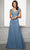 MGNY By Mori Lee 72421 - V-Neck Crepe Formal Dress Mother of the Bride Dresses 00 / Slate