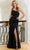 MGNY By Mori Lee 72723 - Asymmetric Neck Seamed Evening Gown Special Occasion Dress 00 / Black