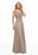 MGNY By Mori Lee - Beaded Lace V-neck A-line Chiffon Evening Dress 72021SC CCSALE 6 / Champagne