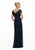 MGNY By Mori Lee - Beaded Lace V-Neck Sheath Evening Gown 72022SC - 2 pcs Navy In Size 8 and 20 Available CCSALE