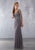 MGNY By Mori Lee - Embroidered Plunging V-neck Sheath Evening Gown 71728SC - 1 pc Charcoal In Size 6 Available CCSALE 6 / Charcoal