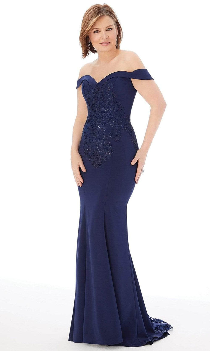 MGNY By Mori Lee - Sweetheart Beaded Lace Formal Gown 72207SC Mother of the Bride Dresses 2 / Navy