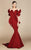 MNM Couture - 2328 Peplum Off-Shoulder Mermaid Evening Gown Evening Dresses 0 / Red