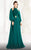 MNM COUTURE - 2480A High Neck Long Puff Sleeved Gown with Overskirt In Green