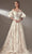 MNM COUTURE - K3885 Short Puff Sleeves A-Line Evening Dress Prom Dresses 4 / Off White