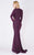 MNM COUTURE - L0002B Long Sleeve V-neck Trumpet Dress In Purple and Silver