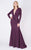 MNM COUTURE - L0002B Long Sleeve V-neck Trumpet Dress In Purple and Silver