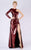 MNM COUTURE - L0049A Long Cutaway Bodice High Slit Metallic Gown Evening Dresses XS / Rose Bonbon