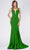 MNM COUTURE - M0008 Illusion V Neck Crepe Trumpet Evening Gown Special Occasion Dress 0 / Green