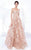 MNM Couture - N0194 Floral Embroidered Illusion Pleated Gown Special Occasion Dress