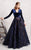 MNM COUTURE - N0263 Long Sleeve Velvet Bodice Embroidered Gown In Purple