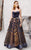 MNM COUTURE - N0280 Bustier Illusion Cutout Velvet Gown Special Occasion Dress 4 / Grey